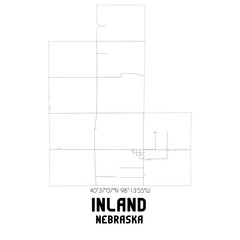 Inland Nebraska. US street map with black and white lines.