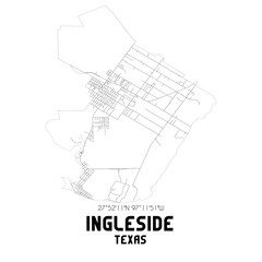 Ingleside Texas. US street map with black and white lines.