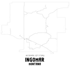 Ingomar Montana. US street map with black and white lines.