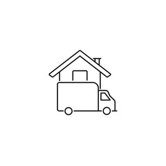 Home delivery truck icon concept isolated on white background.