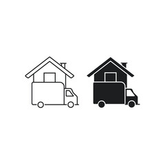 Home delivery truck icon concept isolated on white background.