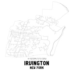 Irvington New York. US street map with black and white lines.
