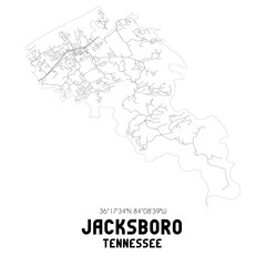 Fototapeta na wymiar Jacksboro Tennessee. US street map with black and white lines.