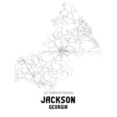 Jackson Georgia. US street map with black and white lines.