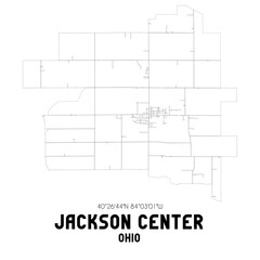 Jackson Center Ohio. US street map with black and white lines.