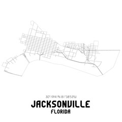 Jacksonville Florida. US street map with black and white lines.