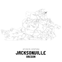 Jacksonville Oregon. US street map with black and white lines.