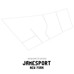 Jamesport New York. US street map with black and white lines.