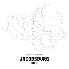 Fototapeta na wymiar Jacobsburg Ohio. US street map with black and white lines.