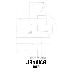 Jamaica Iowa. US street map with black and white lines.