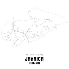 Jamaica Virginia. US street map with black and white lines.