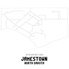 Jamestown North Dakota. US street map with black and white lines.