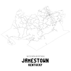 Jamestown Kentucky. US street map with black and white lines.
