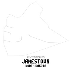 Jamestown North Dakota. US street map with black and white lines.