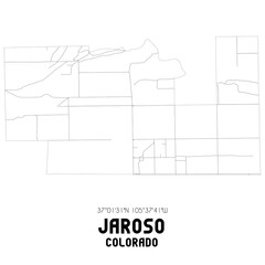 Jaroso Colorado. US street map with black and white lines.