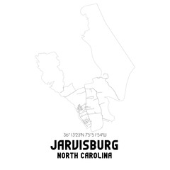 Jarvisburg North Carolina. US street map with black and white lines.