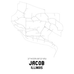 Jacob Illinois. US street map with black and white lines.