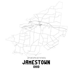 Jamestown Ohio. US street map with black and white lines.