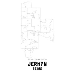 Jermyn Texas. US street map with black and white lines.