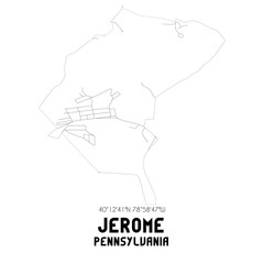Jerome Pennsylvania. US street map with black and white lines.