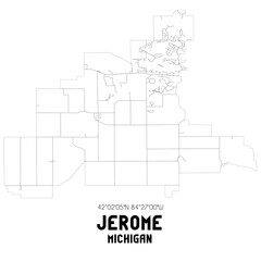 Jerome Michigan. US street map with black and white lines.
