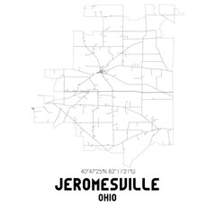 Jeromesville Ohio. US street map with black and white lines.