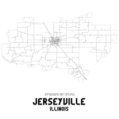 Jerseyville Illinois. US street map with black and white lines.