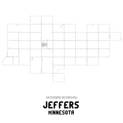 Jeffers Minnesota. US street map with black and white lines.