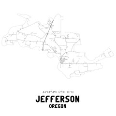 Jefferson Oregon. US street map with black and white lines.