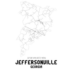 Jeffersonville Georgia. US street map with black and white lines.