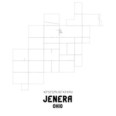 Jenera Ohio. US street map with black and white lines.