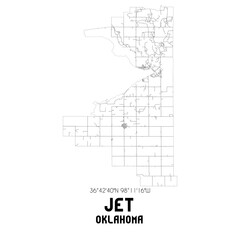 Jet Oklahoma. US street map with black and white lines.