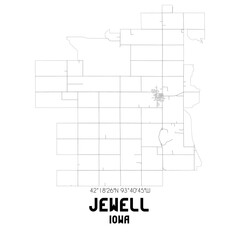 Jewell Iowa. US street map with black and white lines.