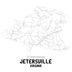 Jetersville Virginia. US street map with black and white lines.
