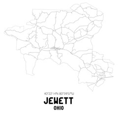 Fototapeta premium Jewett Ohio. US street map with black and white lines.