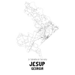 Jesup Georgia. US street map with black and white lines.