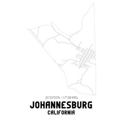 Johannesburg California. US street map with black and white lines.