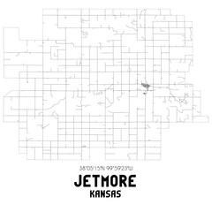 Obraz premium Jetmore Kansas. US street map with black and white lines.