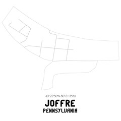 Joffre Pennsylvania. US street map with black and white lines.