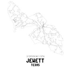 Fototapeta na wymiar Jewett Texas. US street map with black and white lines.