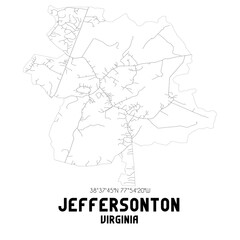 Jeffersonton Virginia. US street map with black and white lines.