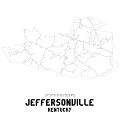 Jeffersonville Kentucky. US street map with black and white lines.
