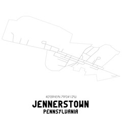 Jennerstown Pennsylvania. US street map with black and white lines.