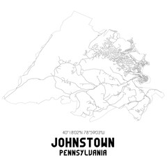 Johnstown Pennsylvania. US street map with black and white lines.