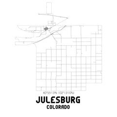 Julesburg Colorado. US street map with black and white lines.