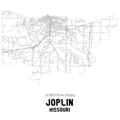 Joplin Missouri. US street map with black and white lines.