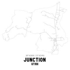 Junction Utah. US street map with black and white lines.