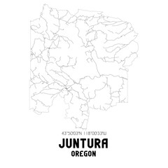 Fototapeta na wymiar Juntura Oregon. US street map with black and white lines.