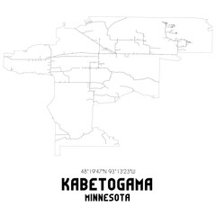 Kabetogama Minnesota. US street map with black and white lines.