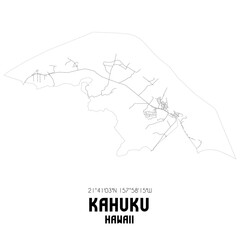 Kahuku Hawaii. US street map with black and white lines.